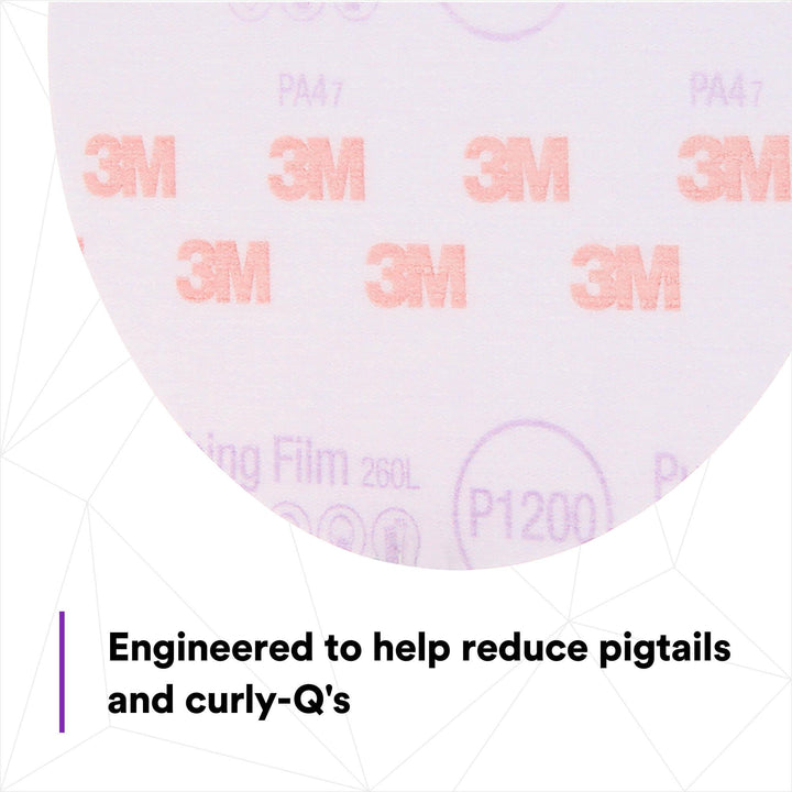 3M Hookit Purple Finishing Film Abrasive Disc 260L, 30668, 6 in,
P1200