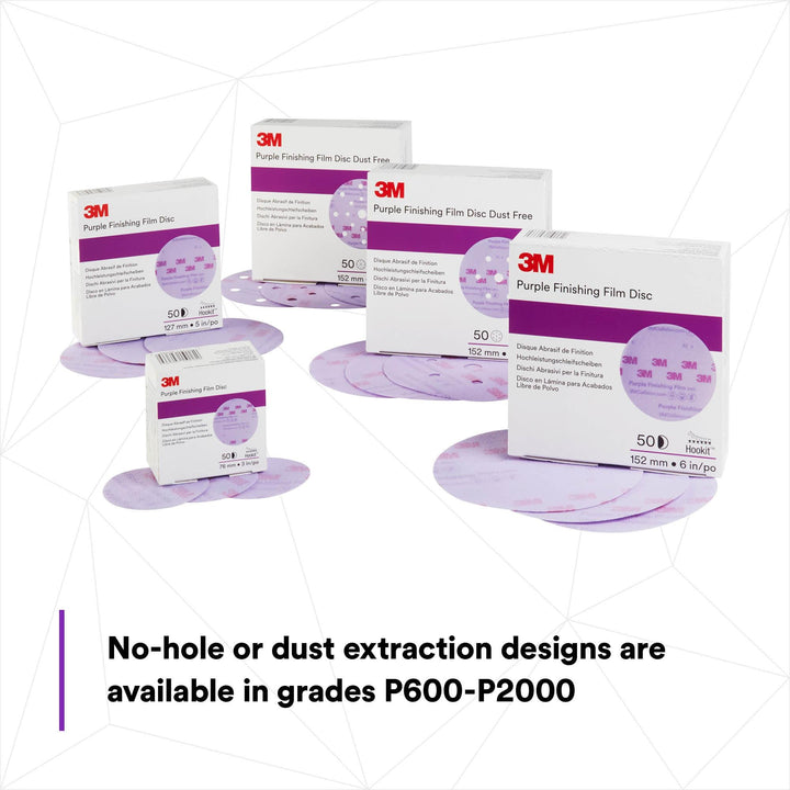 3M Hookit Purple Finishing Film Abrasive Disc 260L, 30668, 6 in,
P1200
