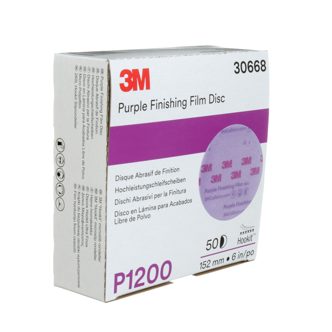 3M Hookit Purple Finishing Film Abrasive Disc 260L, 30668, 6 in,
P1200