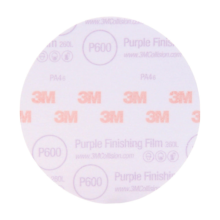 3M Hookit Purple Finishing Film Abrasive Disc 260L, 30671, 6 in, P600