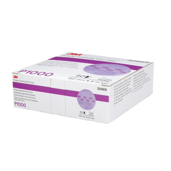 3M Hookit Purple Finishing Film Abrasive Disc 260L, 30669, 6 in,
P1000