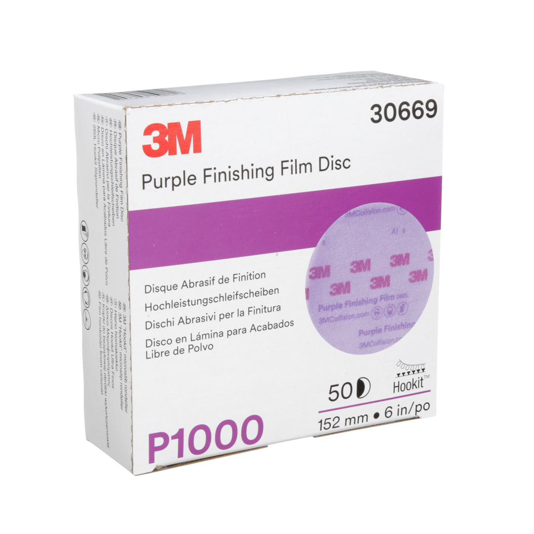 3M Hookit Purple Finishing Film Abrasive Disc 260L, 30669, 6 in,
P1000