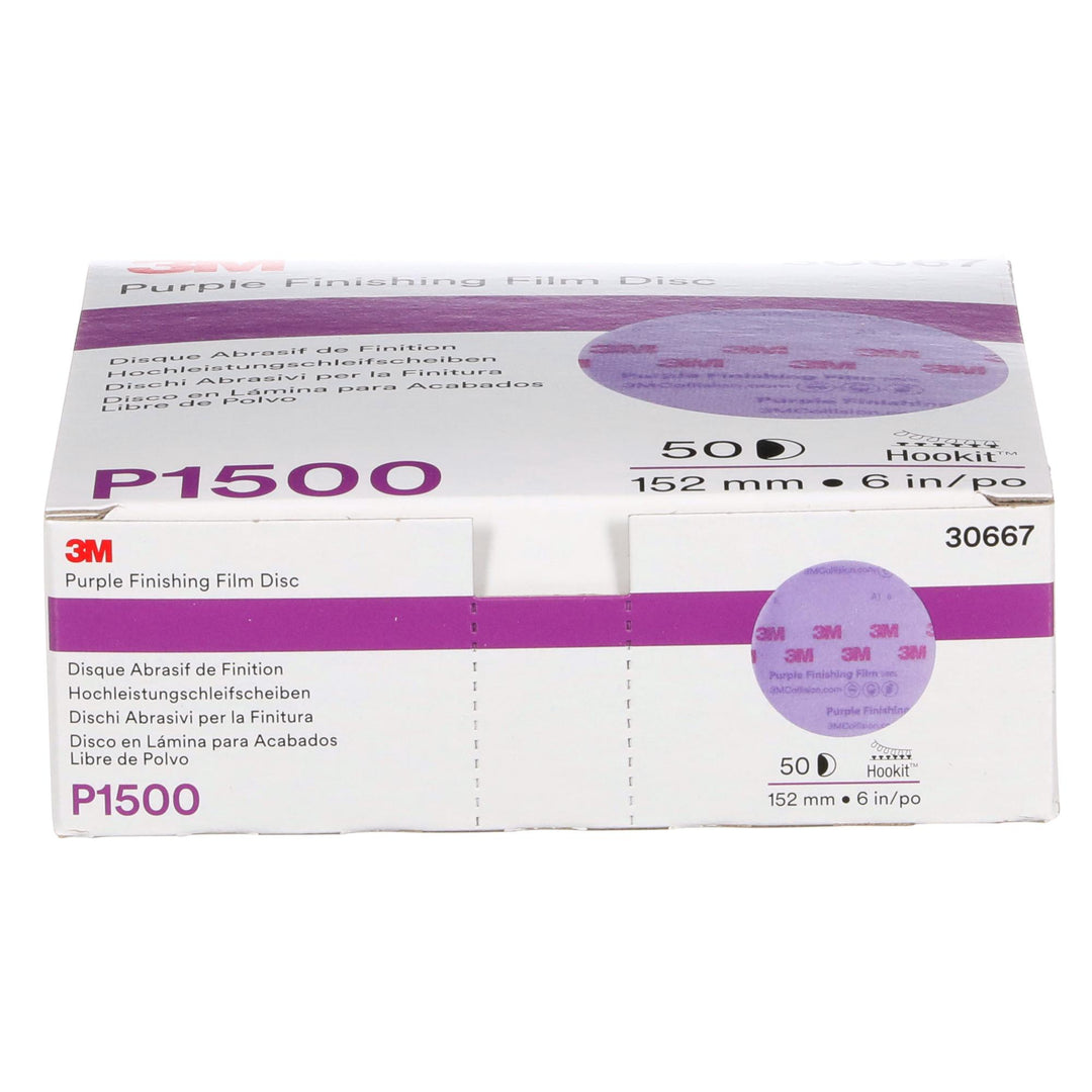 3M Hookit Purple Finishing Film Abrasive Disc 260L, 30667, 6 in,
P1500