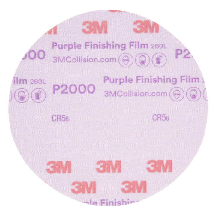 3M Hookit Purple Finishing Film Abrasive Disc 260L, 30666, 6 in,
P2000