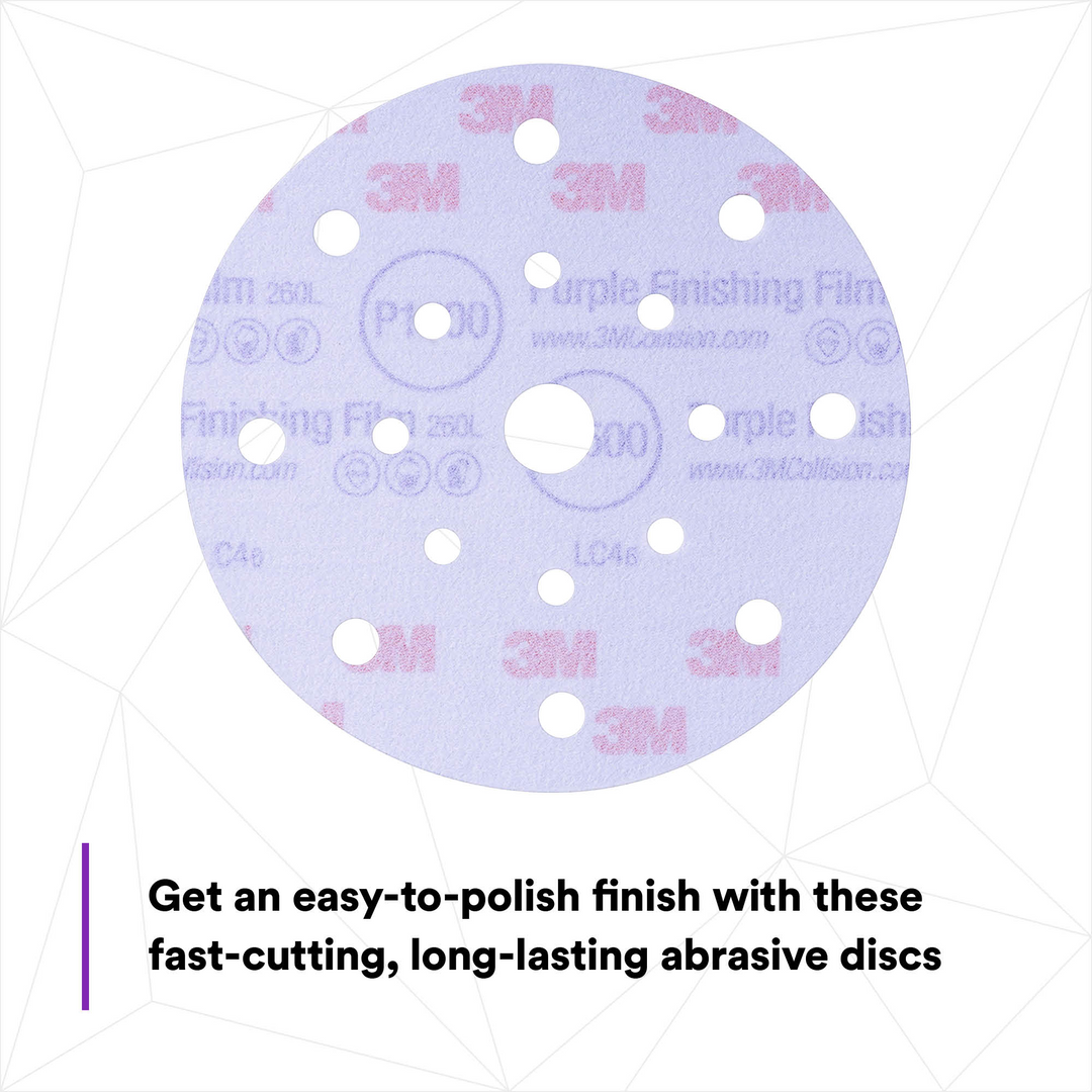 3M Hookit Purple Finishing Film Abrasive Disc 260L, 34782, 6 in, Dust
Free