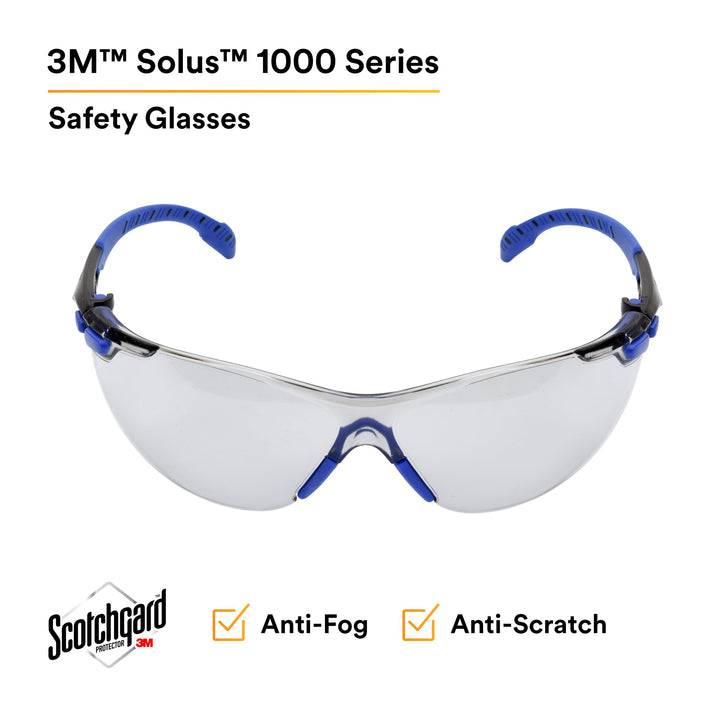 3M Solus Protective Eyewear 1000 Series S1107SGAF Blue/Black