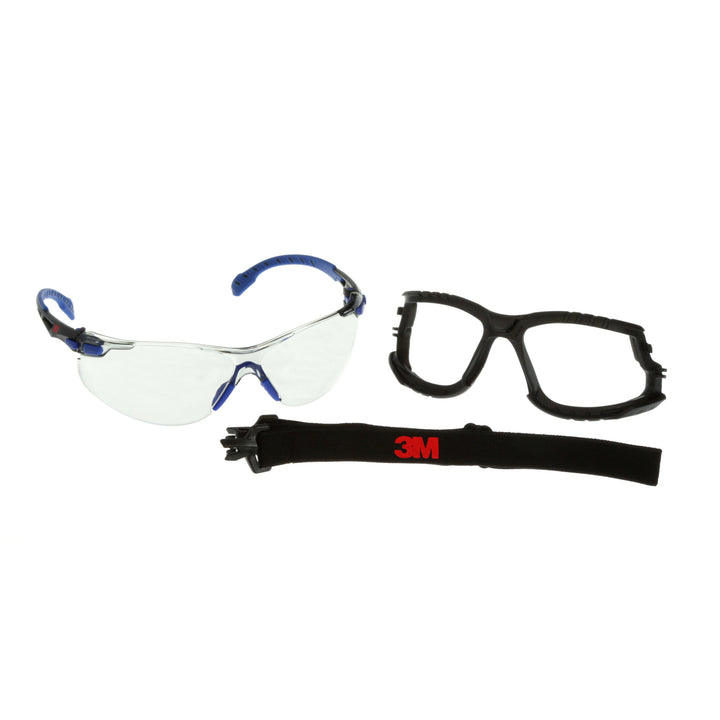 3M Solus 1000-Series Safety Glasses S1107SGAF-KT, Kit, Foam, Strap,BLU/BLK