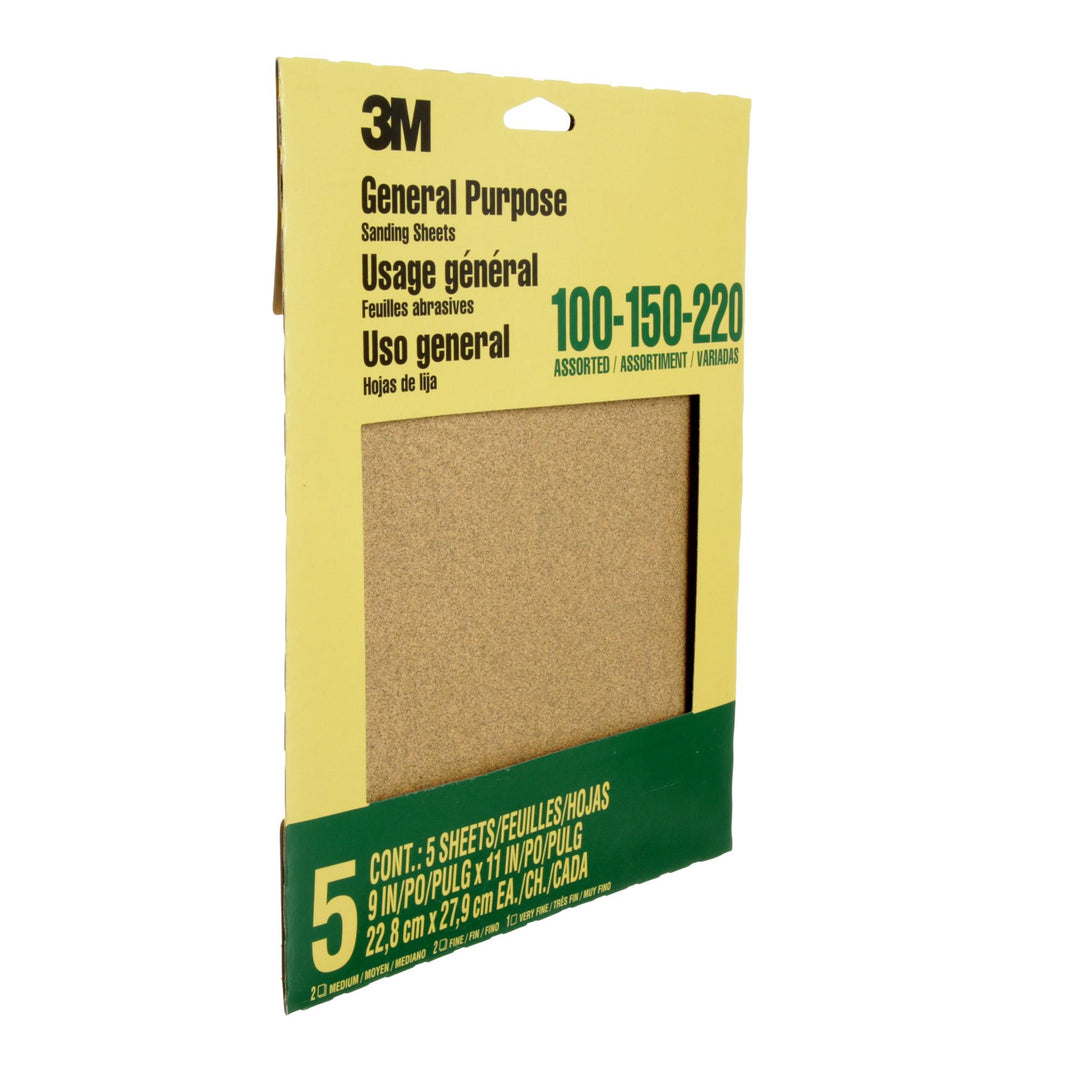 3M Aluminum Oxide Sandpaper Assorted Grit, 9005NA, 9 in x 11 in