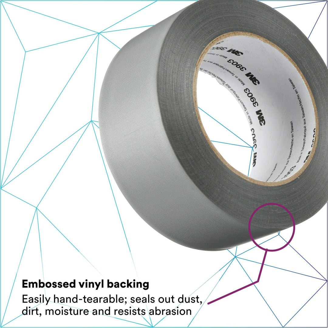 3M Vinyl Duct Tape 3903, Gray, 2 in x 50 yd 6.5 mil