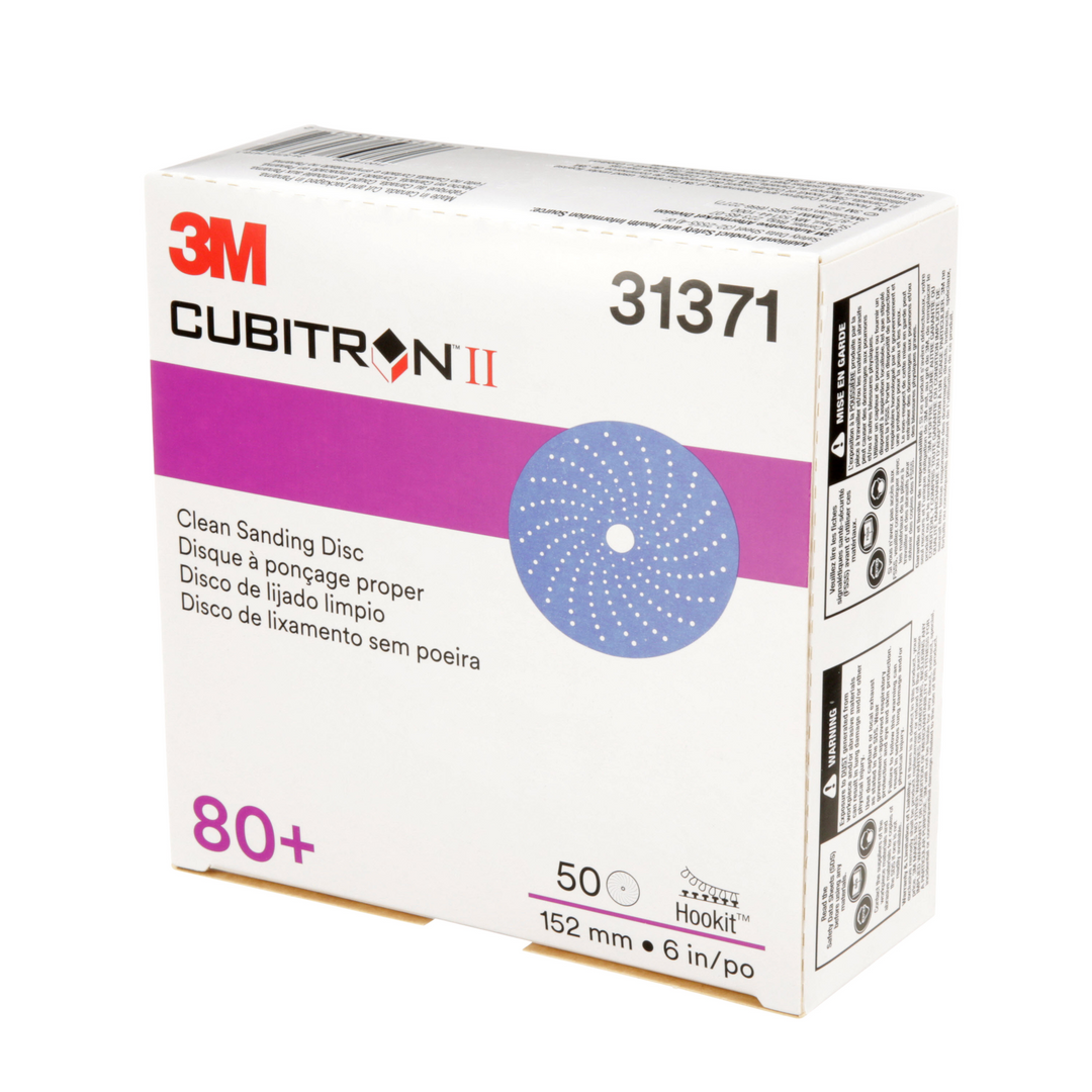 3M Cubitron II Hookit Clean Sanding Abrasive Disc, 31371, 6 in, 80+
grade