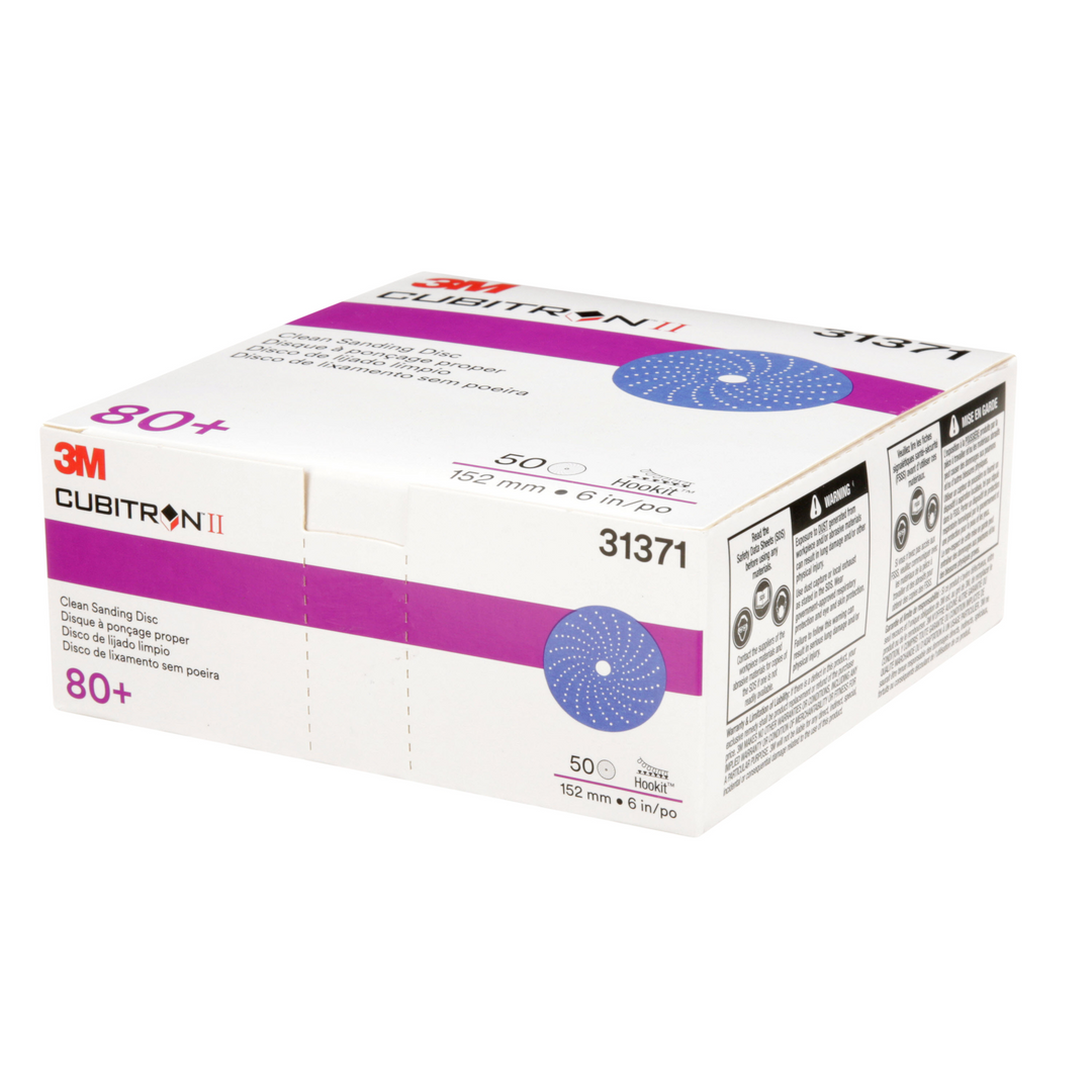 3M Cubitron II Hookit Clean Sanding Abrasive Disc, 31371, 6 in, 80+
grade