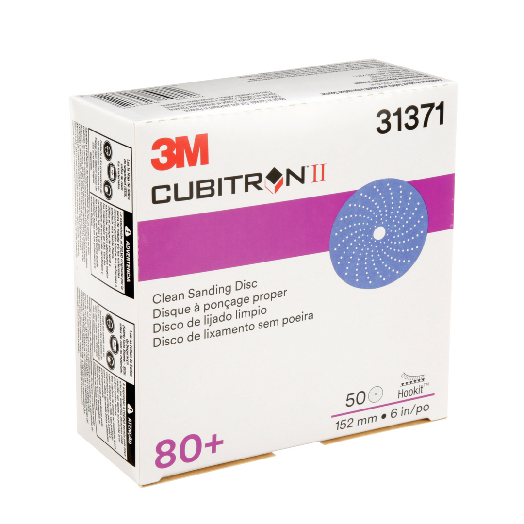 3M Cubitron II Hookit Clean Sanding Abrasive Disc, 31371, 6 in, 80+
grade
