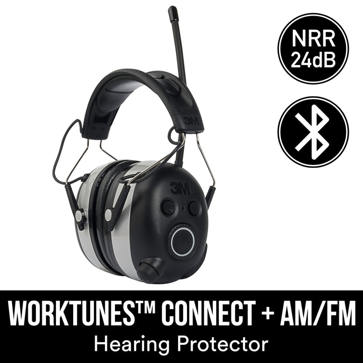 3M WorkTunes Connect + AM/FM Hearing Protector with Bluetooth®Technology
