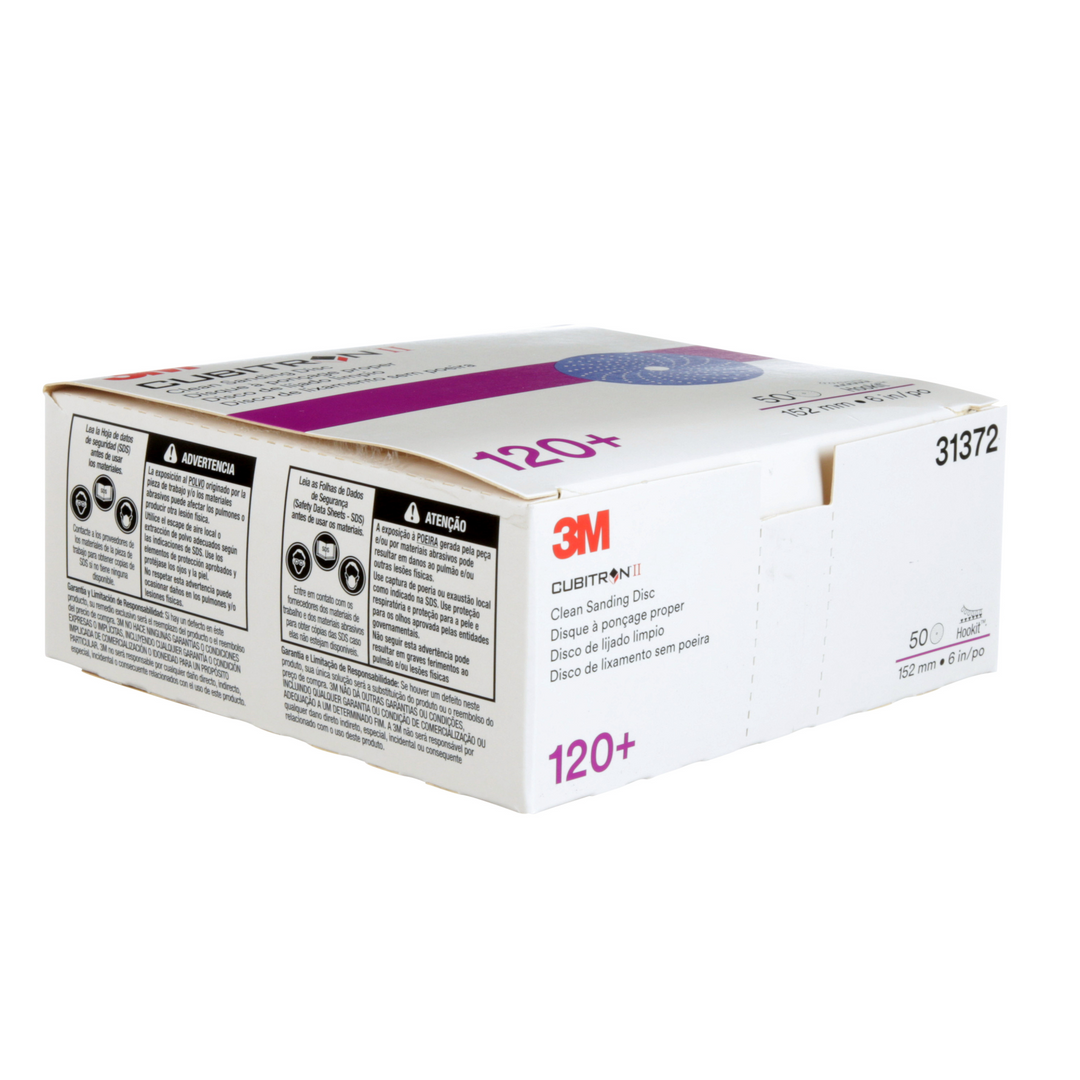 3M Cubitron II Hookit Clean Sanding Abrasive Disc, 31372, 6 in, 120+
grade