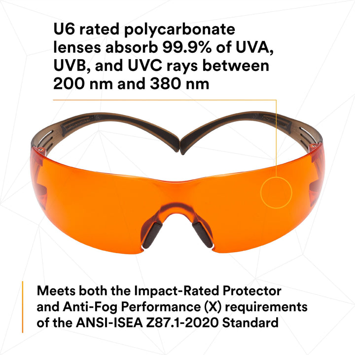 3M SecureFit Safety Glasses SF406SGAF-BLA, Black/Brown