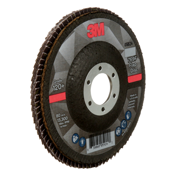 3M Flap Disc 769F, 120+, T27, 4-1/2 in x 7/8 in