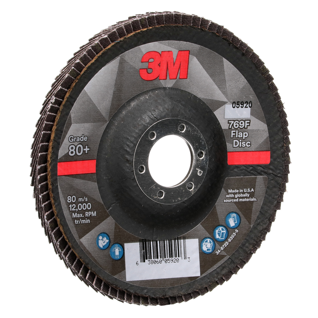 3M Flap Disc 769F, 80+, T29, 5 in x 7/8 in