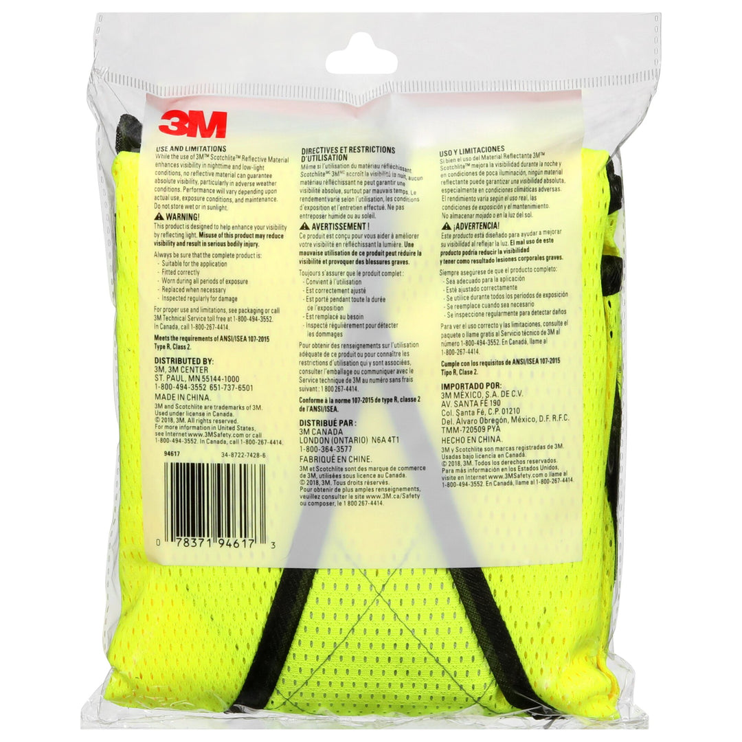 3M Reflective Construction Safety Vest with 5 Point Tear Away, Class 2