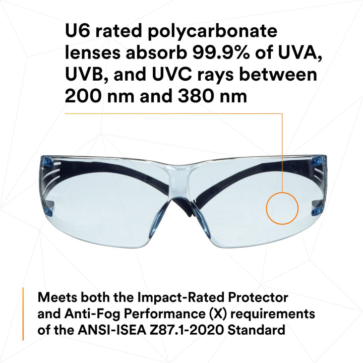 3M SecureFit 200 Series SF204SGAF-BLU, Blue Temples