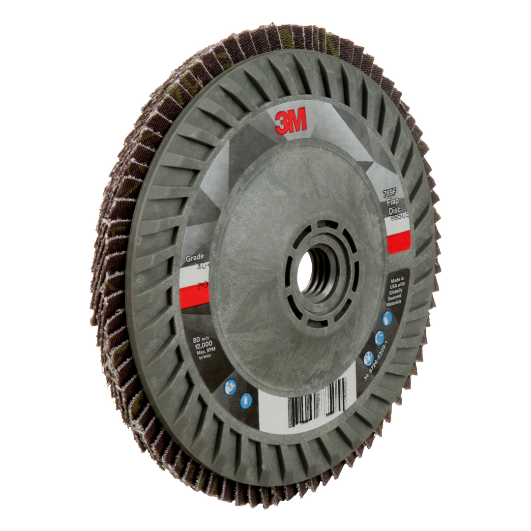 3M Flap Disc 769F, 29883, 40+, T27, 4-1/2 in x 7/8 in