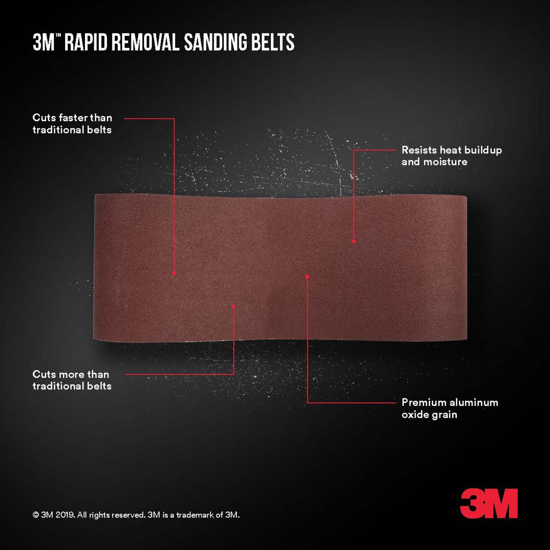 3M Rapid Removal 3 x 18 inch Power Sanding Belt, 60 grit,
Belt3x181pk60, 1 pk