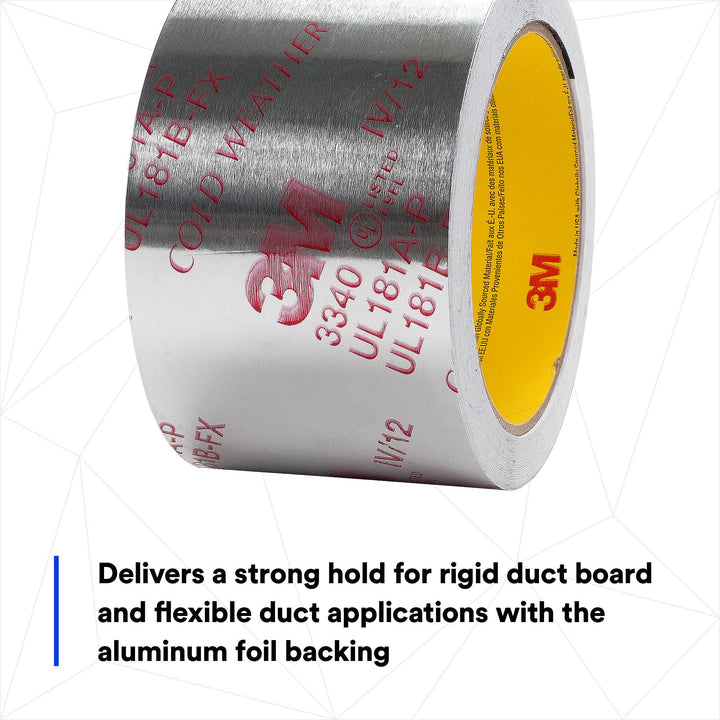 3M Foil Tape 3340, Silver, 2 1/2 in x 50 yd, 3.9 mil