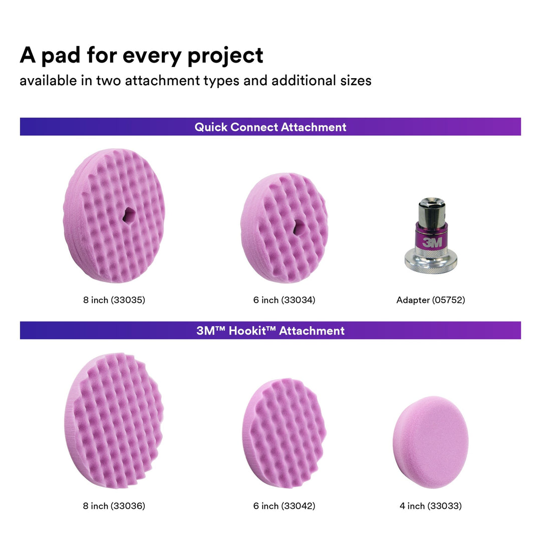 3M Perfect-It 1-Step Foam Finishing Pad, 33036, 8 in, Hookit, 2 padsper bag