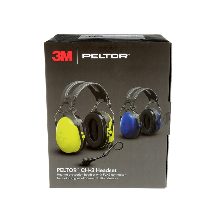 3M PELTOR CH-3 Headset with PTT MT74H52P3E-111, Hard Hat Attached, FLX2