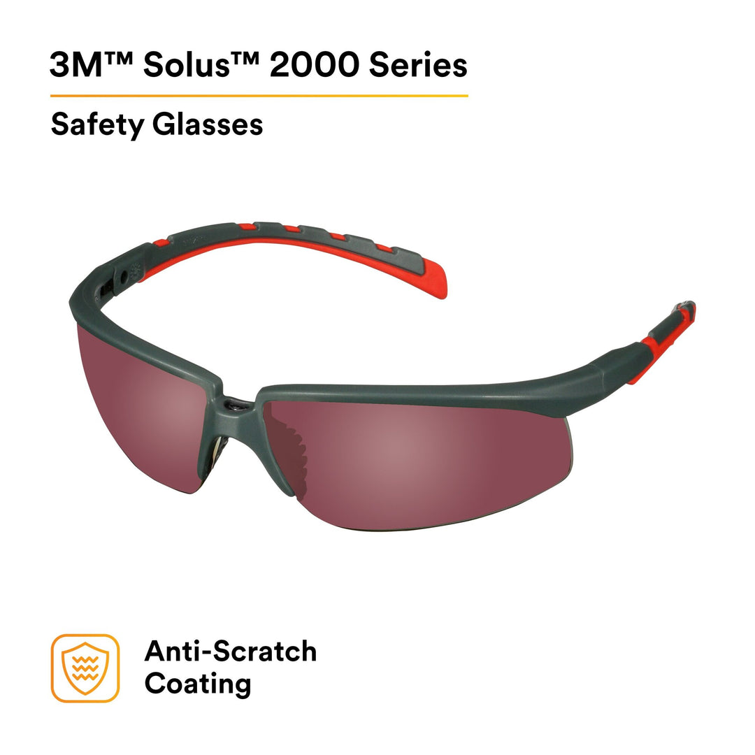 3M Solus 2000 Series, S2024AS-RED, Gray/Red Temples, Red MirrorAnti-Scratch lens