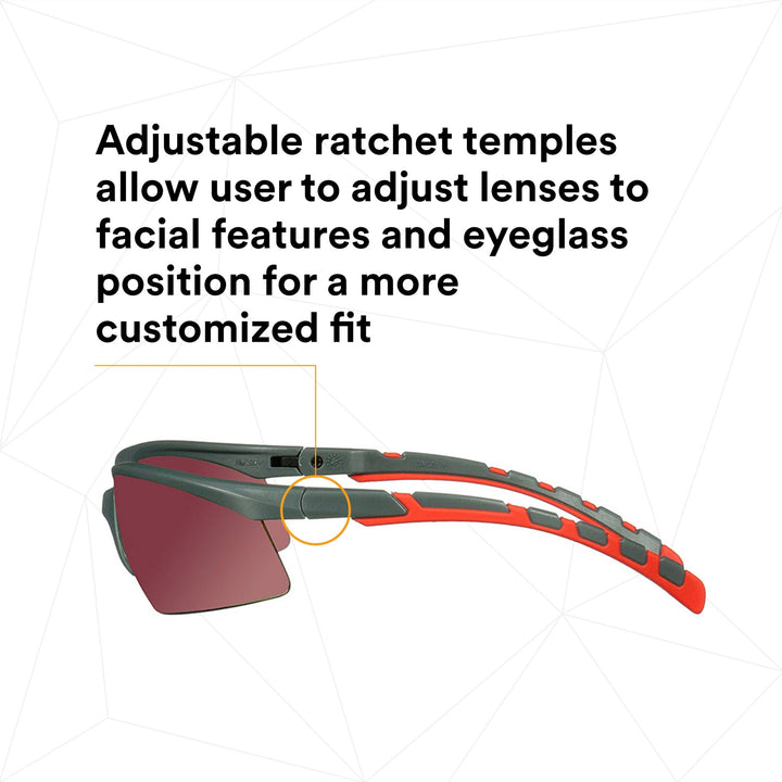 3M Solus 2000 Series, S2024AS-RED, Gray/Red Temples, Red MirrorAnti-Scratch lens