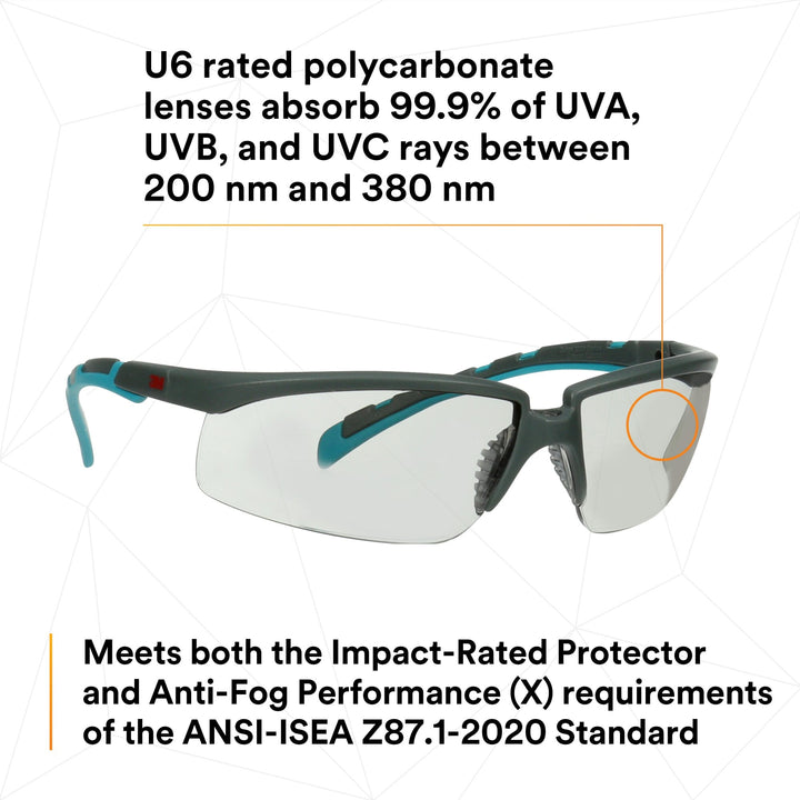 3M Solus 2000 Series, S2007SGAF-BGR, Gray/Blue-Green Temples