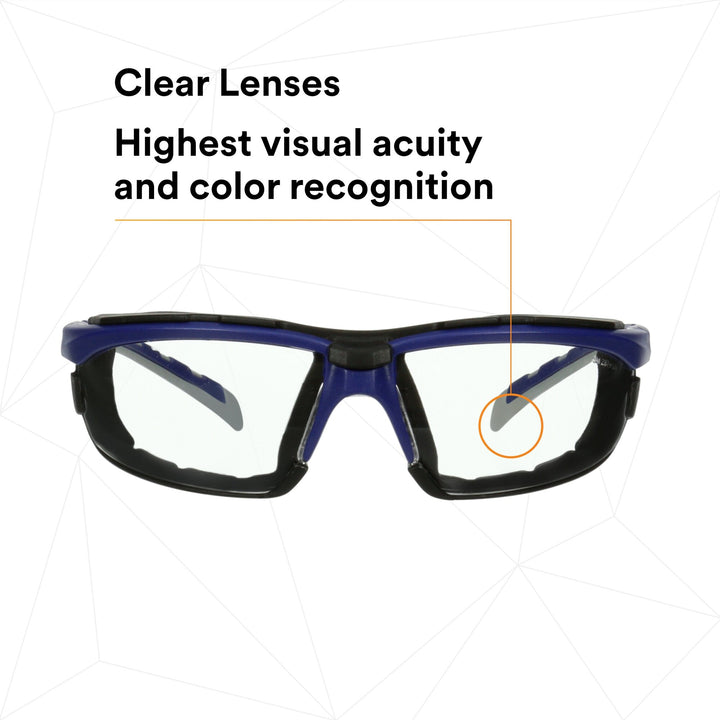 3M Solus 2000 Series, S2001SGAF-BGR-F, Gray/Blue-Green Temples