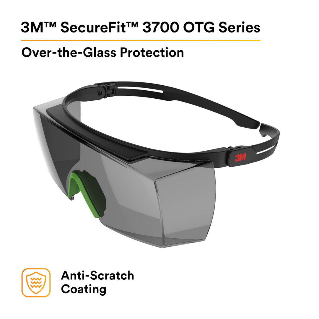 3M SecureFit 3700 Series SF3730AS-BLK, Black Temples