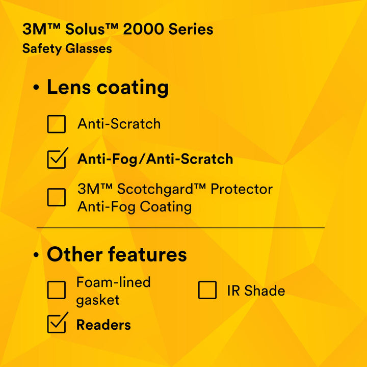 3M Solus 2000 Series, S2020AF-BLU, Blue/Gray Temples