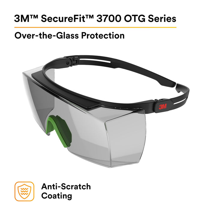 3M SecureFit 3700 Series SF3717AS-BLK, Black Temples