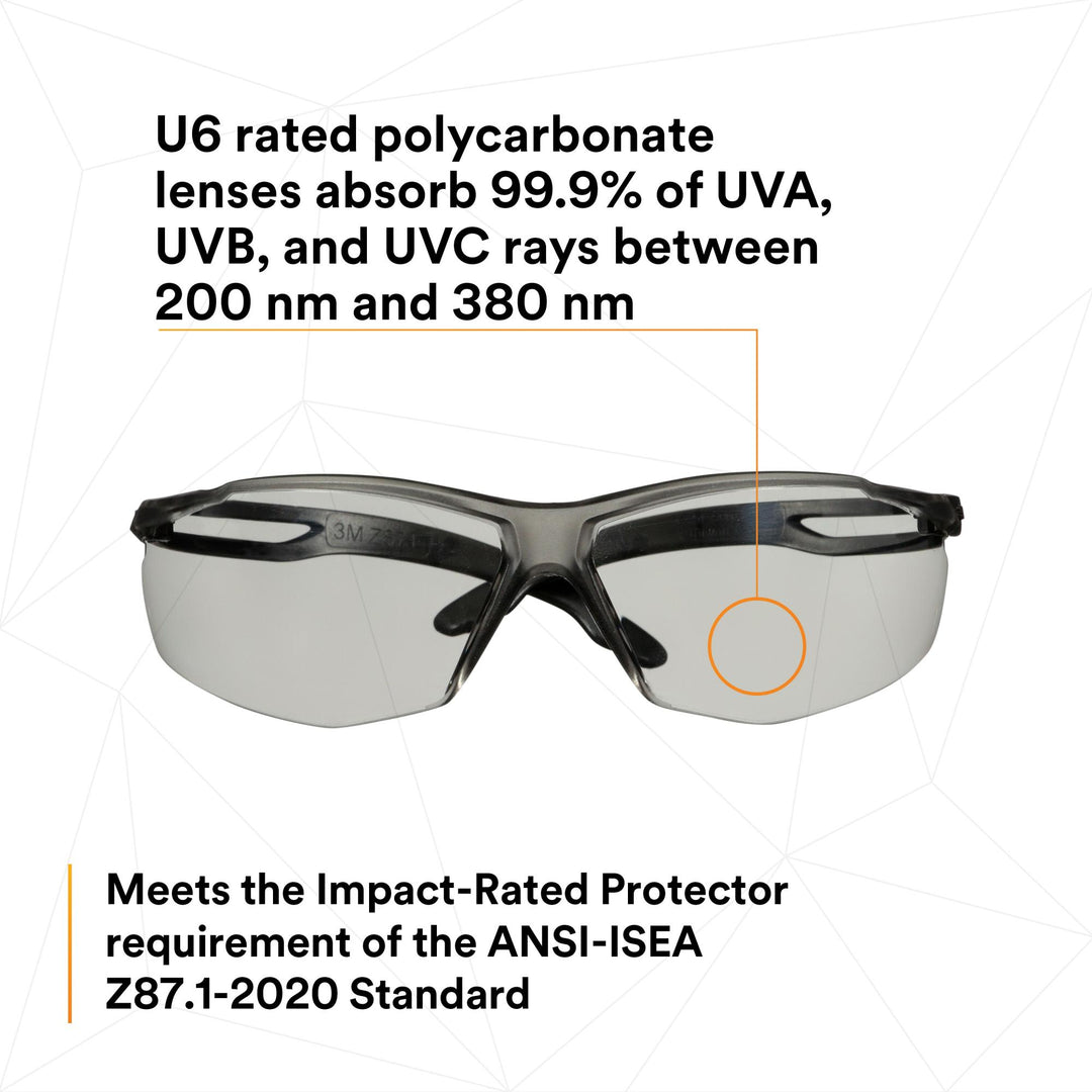 3M SecureFit 500 Series SF507AF-BLK, Black, IO Gray Anti-Fog/Anti-
Scratch Lens