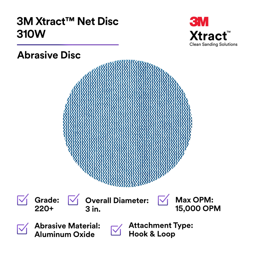 3M Xtract Net Disc 310W, 220+, 3 in x NH, Die 300V, 50/Carton