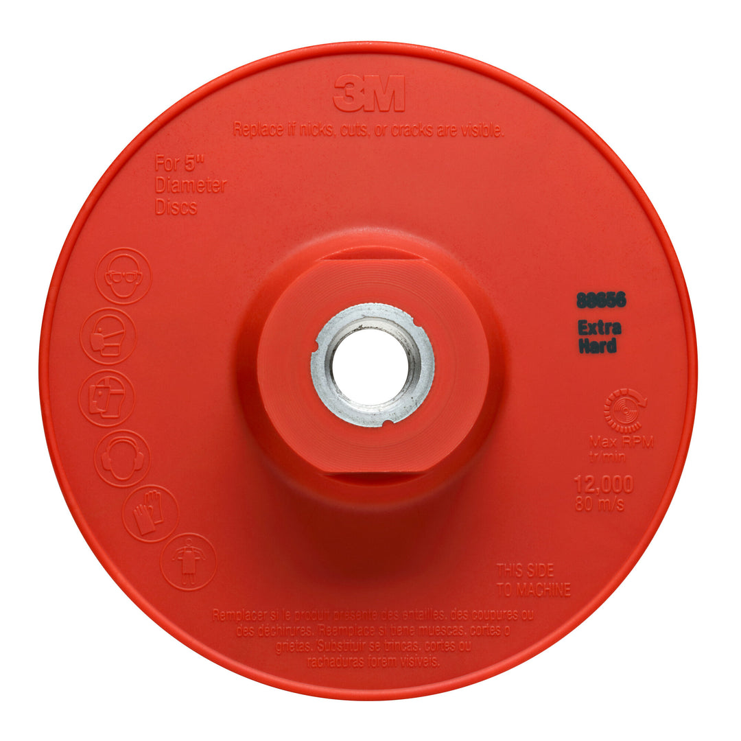 3M Disc Back-up Pad Ribbed, 88656, Extra Hard, Red, 5 in, One Piece