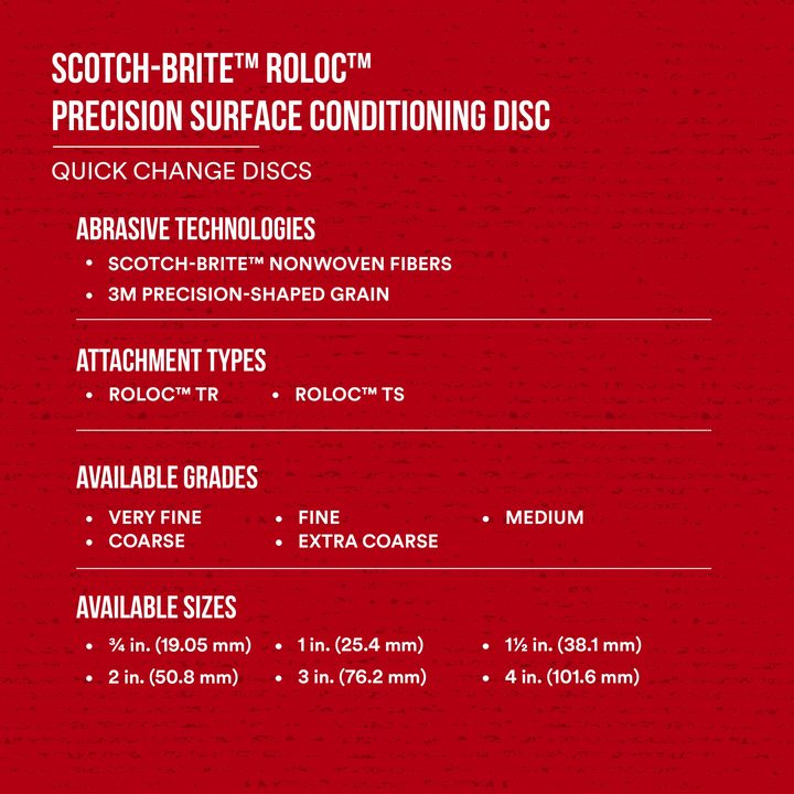 Scotch-Brite Roloc Precision Surface Conditioning Disc, PN-DR, Medium, TR, 2 in