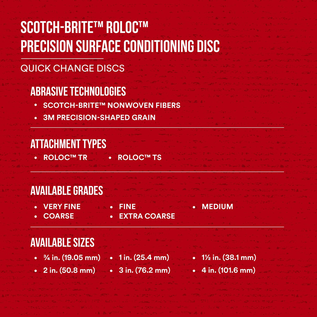 Scotch-Brite Roloc Precision Surface Conditioning Disc, PN-DR, Medium, TR, 3 in