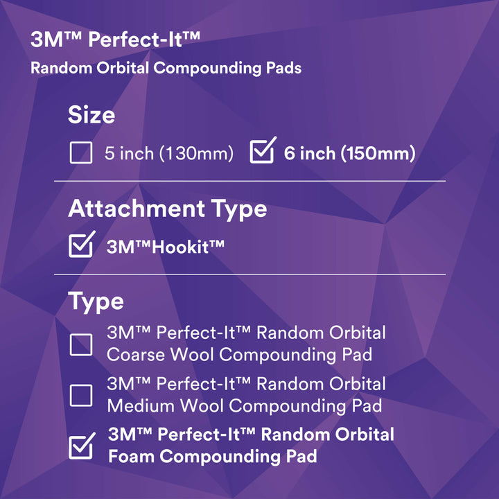 3M Perfect-It Random Orbital Foam Compounding Pad 34126, Coarse,White, 6 in