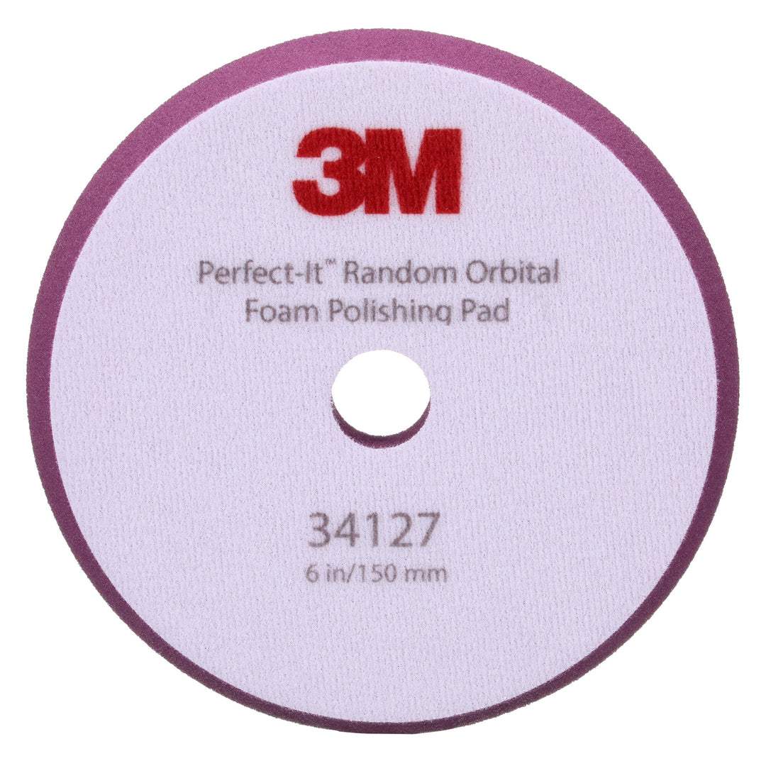 3M Perfect-It Random Orbital Foam Polishing Pad 34127, Fine, Purple, 6in