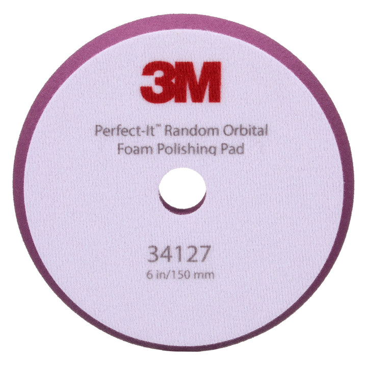 3M Perfect-It Random Orbital Foam Polishing Pad 34127, Fine, Purple, 6in