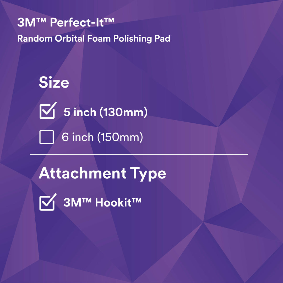 3M Perfect-It Random Orbital Foam Polishing Pad 34123, Fine, Purple, 5in