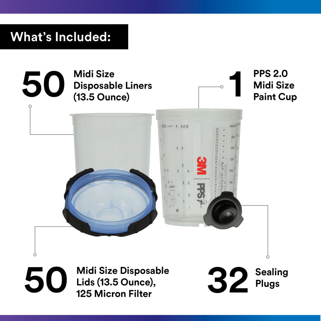 3M PPS Series 2.0 Spray Cup System Kit 26312, Midi (13.5 oz, 400 mL)