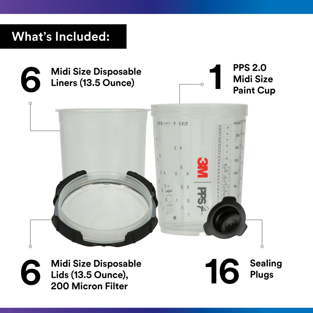 3M PPS Series 2.0 6-Pack Starter Kit 26170, Midi (13.5 fl oz, 400 mL)