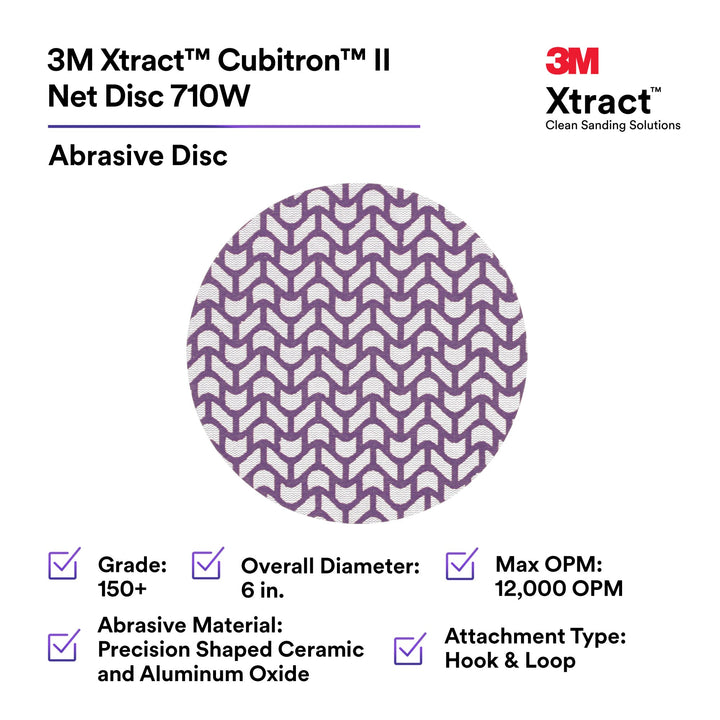 3M Xtract Cubitron II Net Disc 710W, 150+, 6 in x NH, Die 600Z