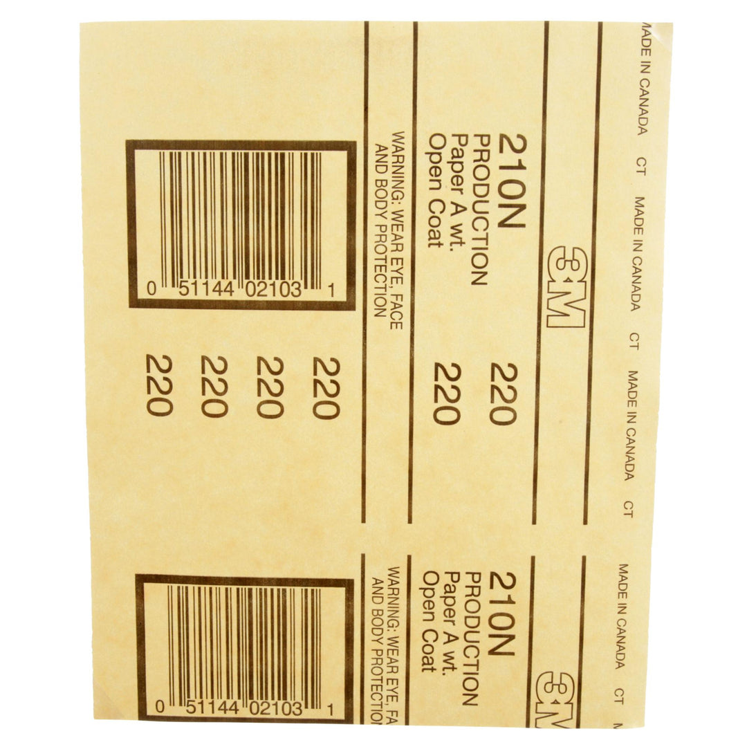 3M Aluminum Oxide Sandpaper 99401NA-M, 9 in x 11 in, 220 grit