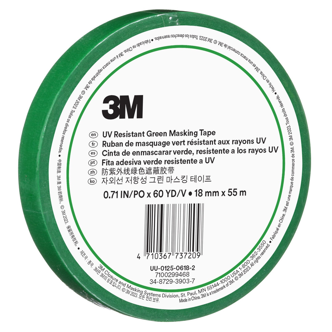 3M UV Resistant Green Masking Tape, 18 mm x 55 m