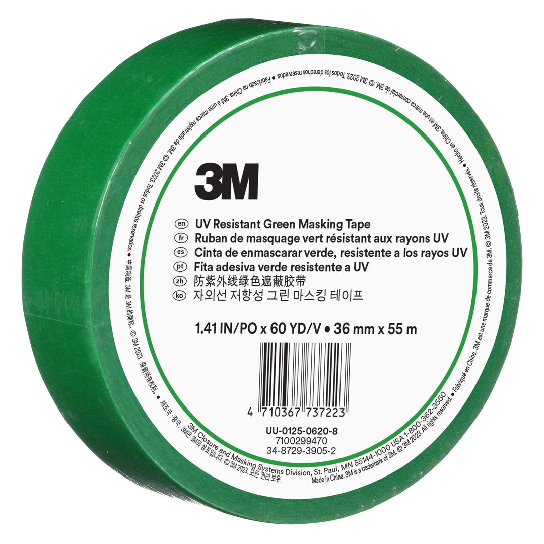 3M UV Resistant Green Masking Tape, 36 mm x 55 m